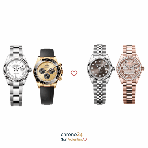 Combo di 4 orologi Rolex Datejust 31 in Acciaio con Quadrante Bianco + Rolex Cosmograph Daytona con Quadrante Champagne + Rolex Datejust 31 Bicolore con Quadrante Scuro +  Rolex Datejust 31 in Oro Everose con Pavé di Diamanti